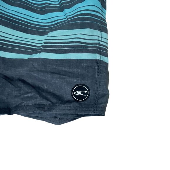 O’Neill Men’s Boardshorts Size 32 Gray Aqua Striped Surf Swim Trunks with Pocket - Picture 5 of 7